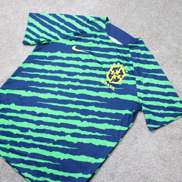 Nike Brazil CBF Jersey Mens Large Green/Blue Dri-FIT Pre-Match Soccer Football - Picture 3 of 16